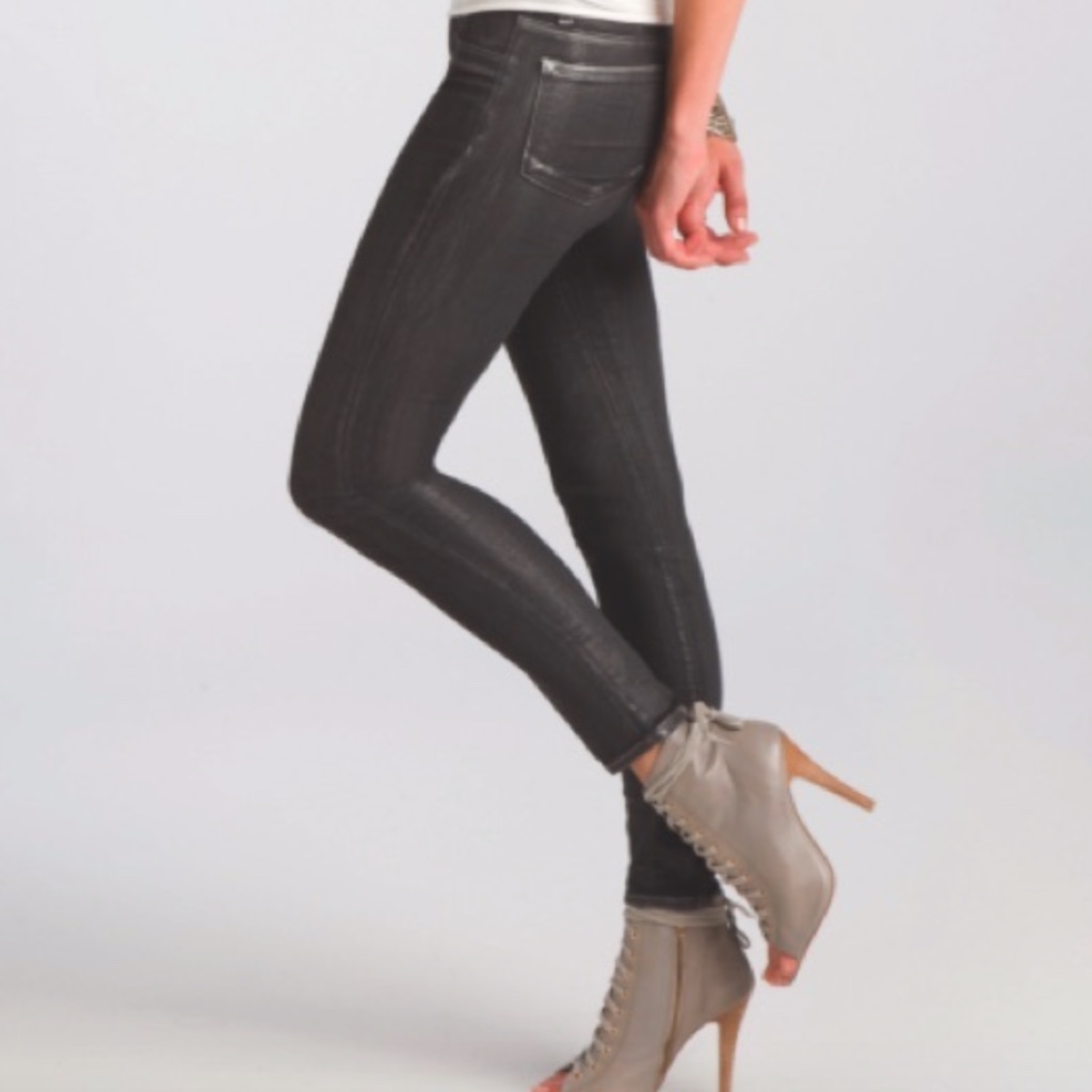 Nwot J Brand Super Skinny 901 Steel Gray Silver Bullet Coated Leggings 26